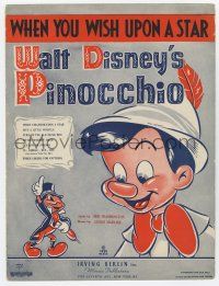5h337 PINOCCHIO sheet music '40 Disney classic cartoon, When You Wish Upon a Star!