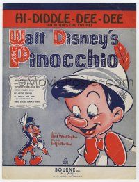 5h339 PINOCCHIO sheet music 1970s Walt Disney classic cartoon, When You Wish Upon a Star!