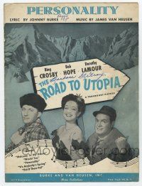 5h358 ROAD TO UTOPIA sheet music '45 Bob Hope, Dorothy Lamour & Bing Crosby, Personality!