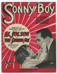 5h376 SINGING FOOL sheet music '28 great image of Davey Lee with Al Jolson, Sonny Boy!