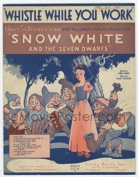 5h382 SNOW WHITE & THE SEVEN DWARFS sheet music '37 Disney cartoon classic, Whistle While You Work