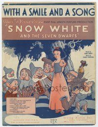 5h383 SNOW WHITE & THE SEVEN DWARFS sheet music '37 Walt Disney cartoon, With A Smile And A Song!