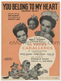 5h415 THREE CABALLEROS sheet music '44 Donald Duck, Panchito, Joe Carioca, You Belong to my Heart!