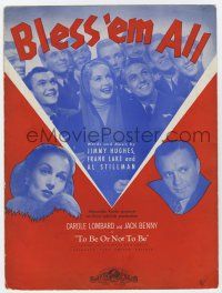 5h416 TO BE OR NOT TO BE sheet music '42 Carole Lombard, Jack Benny, Lubitsch, Bless 'Em All!