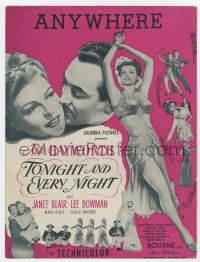 5h420 TONIGHT & EVERY NIGHT sheet music '44 full-length sexy showgirl Rita Hayworth, Anywhere!