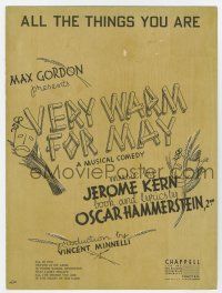 5h430 VERY WARM FOR MAY sheet music '39 Oscar Hammerstein & Jerome Kern, All The Things You Are!