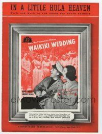 5h432 WAIKIKI WEDDING sheet music '37 Martha Raye & Bing Crosby, In a Little Hula Heaven!