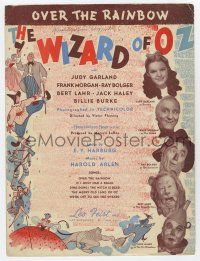 5h439 WIZARD OF OZ sheet music '39 Over the Rainbow, most classic song from the movie!