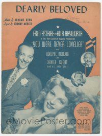 5h447 YOU WERE NEVER LOVELIER sheet music '42 Rita Hayworth, Fred Astaire, Dearly Beloved!