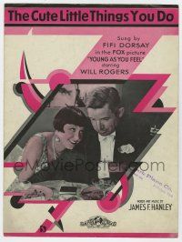5h448 YOUNG AS YOU FEEL sheet music '31 Will Rogers, Fifi D'Orsay, The Cute Little Things You Do!