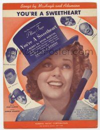 5h449 YOU'RE A SWEETHEART sheet music '37 portrait of pretty Alice Faye, the title song!