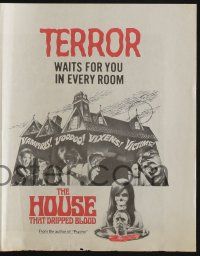 5h029 HOUSE THAT DRIPPED BLOOD herald '71 Christopher Lee, terror waits for you in every room!