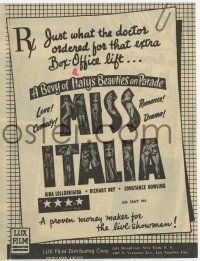 5h038 MISS ITALIA herald '50 Gina Lollobrigida & a bevy of Italy's beauties on parade!