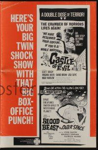 5h500 BLOOD BEAST FROM OUTER SPACE/CASTLE OF EVIL pressbook '60s a double dose of terror!