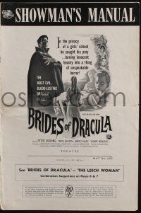 5h513 BRIDES OF DRACULA pressbook '60 Terence Fisher, Hammer, Peter Cushing as Van Helsing!