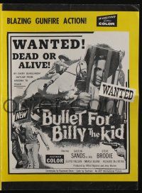 5h517 BULLET FOR BILLY THE KID pressbook '63 Gaston Sands is wanted dead or alive!