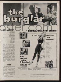 5h519 BURGLAR pressbook '57 sexy luscious blonde Jayne Mansfield makes you limp from excitement!