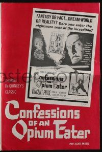 5h540 CONFESSIONS OF AN OPIUM EATER pressbook '62 Vincent Price, cool artwork of drugs & caged girls