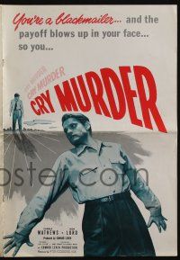 5h553 CRY MURDER pressbook '50 Carole Mathews, Jack Lord, when the payoff blows up in your face!