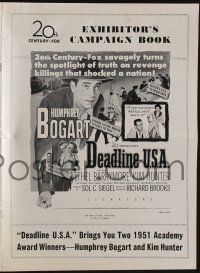 5h565 DEADLINE-U.S.A. pressbook '52 newspaper editor Humphrey Bogart, best journalism movie ever!