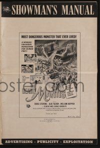 5h566 DEADLY MANTIS pressbook '57 Universal horror, classic art of giant rampaging insect!