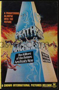 5h568 DEATH MACHINES pressbook '76 wild sci-fi art, the killers of the future are ready now!