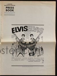 5h583 DOUBLE TROUBLE pressbook '67 cool mirror image of rockin' Elvis Presley playing guitar!