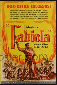 5h603 FABIOLA pressbook '51 sexy Michele Morgan is the Goddess of Love in a city of sin, cool art!