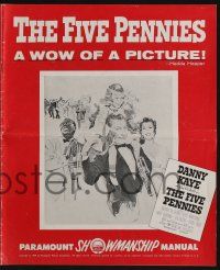5h617 FIVE PENNIES pressbook '59 artwork of Danny Kaye, Louis Armstrong & Barbara Bel Geddes!