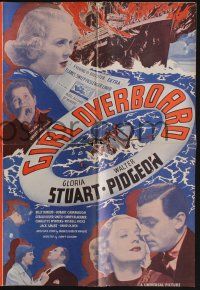 5h644 GIRL OVERBOARD pressbook '37 Gloria Stuart & Walter Pidgeon, great disaster artwork!