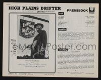 5h669 HIGH PLAINS DRIFTER pressbook '73 classic art of Clint Eastwood holding gun & whip!
