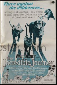 5h697 INCREDIBLE JOURNEY pressbook '63 Disney, art of Bull Terrier, Siamese cat & Labrador Retriever