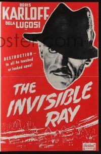 5h702 INVISIBLE RAY pressbook R48 Boris Karloff & Bela Lugosi in Universal horror/sci-fi!