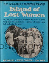 5h704 ISLAND OF LOST WOMEN pressbook '59 hidden, forbidden, untouched beauties in a raging hell!
