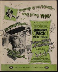 5h780 MAN WITH A MILLION pressbook '54 Gregory Peck picks up a million babes, story by Mark Twain!