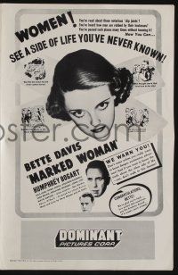 5h785 MARKED WOMAN pressbook R56 Bette Davis two-timing her way to love with Humphrey Bogart!