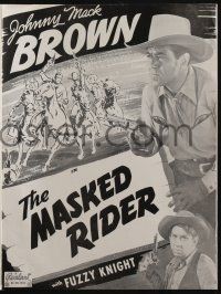 5h788 MASKED RIDER pressbook R50 Johnny Mack Brown pointing gun, Fuzzy Knight, cool western images!