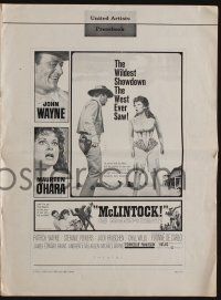 5h792 McLINTOCK pressbook '63 cowboy John Wayne, Maureen O'Hara, great western images!