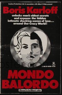 5h802 MONDO BALORDO pressbook '67 Boris Karloff unlocks man's oldest oddities & shocking scenes!