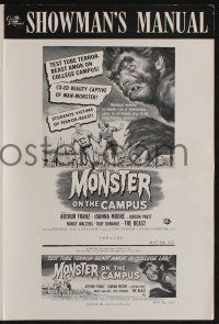5h805 MONSTER ON THE CAMPUS pressbook '58 Jack Arnold, Reynold Brown art of beast amok at college!