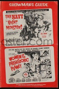 5h815 NAVY VS NIGHT MONSTERS/WOMEN OF PREHISTORIC PLANET pressbook '66 horror/sci-fi double-bill!