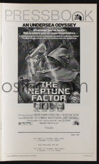 5h817 NEPTUNE FACTOR pressbook '73 great sci-fi art of giant fish & sea monster by John Berkey!