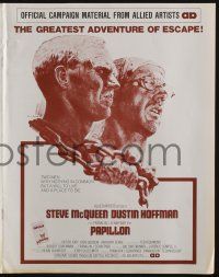 5h832 PAPILLON pressbook '73 great art of prisoners Steve McQueen & Dustin Hoffman by Tom Jung!