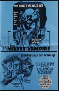 5h883 SCREAM OF THE DEMON LOVER/VELVET VAMPIRE pressbook '70s waiting to love you to death!
