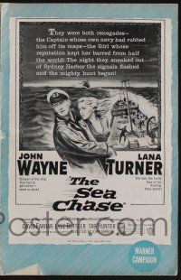 5h884 SEA CHASE pressbook '55 great seafaring artwork of John Wayne & Lana Turner + ship!