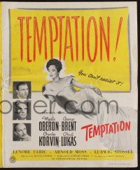 5h933 TEMPTATION pressbook '46 George Brent & Charles Korvin can't resist sexy Merle Oberon!
