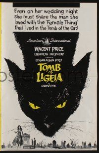 5h954 TOMB OF LIGEIA pressbook '65 Vincent Price, Roger Corman, Edgar Allan Poe, cool cat artwork!