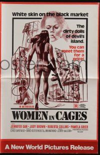 5h991 WOMEN IN CAGES pressbook '71 Joe Smith art of sexy girls behind bars, Pam Grier!