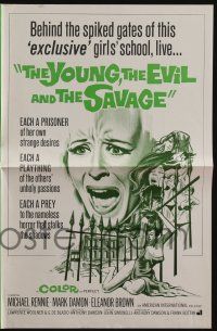 5h998 YOUNG, THE EVIL & THE SAVAGE pressbook '68 Michael Rennie, sexy horror art from Italian giallo