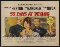 5j433 55 DAYS AT PEKING 1/2sh '63 art of Charlton Heston, Ava Gardner & David Niven by Terpning!